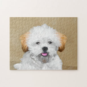 Lhasa Apso Puppy Painting - Cute Original Dog Art Legpuzzel