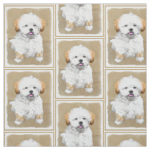 Lhasa Apso Puppy Painting - Cute Original Dog Art Stof