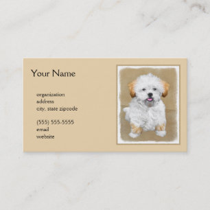 Lhasa Apso Puppy Painting - Cute Original Dog Art Visitekaartje