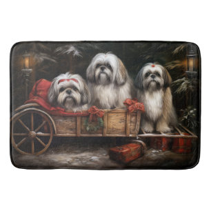 Lhasa Apso Sneeuw Slede Kerst Decoratie Badmat