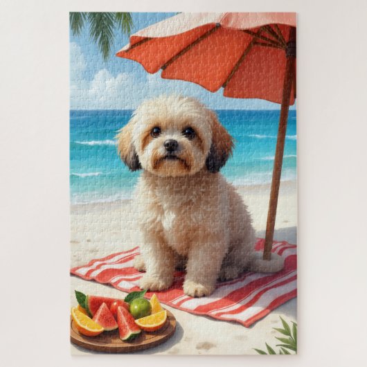 Lhasa Apso Strand Ontspanning Scene Legpuzzel (Verticaal)