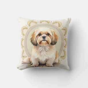 Lhasa Apso Watercolor Mandala Cirkel Kunst Kussen