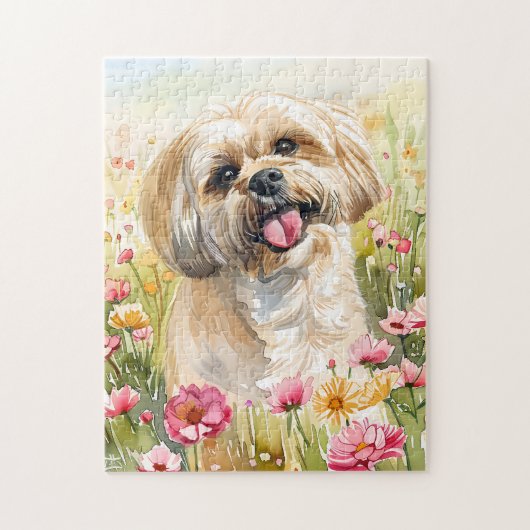 Lhasa Apso Watercolor Puzzle Legpuzzel (Verticaal)