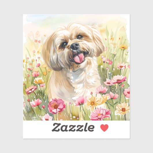 Lhasa Apso Watercolor Sticker  (Feuille)