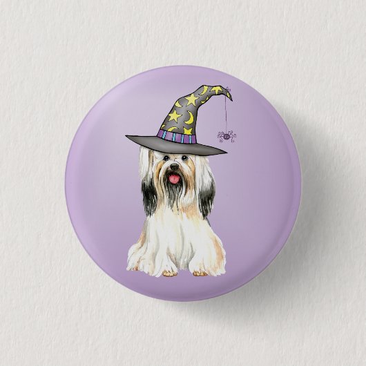 Lhasa Apso Witch Pinback Button (Voorkant)
