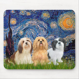 Lhasa Apso's (drie) - Sterrennacht Muismat