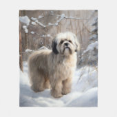 Lhasa heeft ook Kerstmis laten sneeuwen Fleece Deken (Voorkant)
