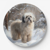 Lhasa heeft ook Kerstmis laten sneeuwen Papieren Bordje (Voorkant)