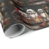 Lhasa ook besneeuwde slee kerstdecor cadeaupapier (Rol Hoek)