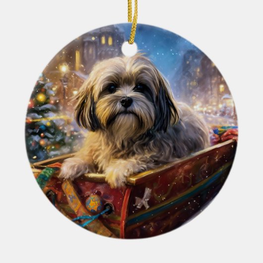 Lhasa Ook Kerstfeest Seizoen Keramisch Ornament (Voorkant)