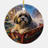 Lhasa Ook Kerstfeest Seizoen Keramisch Ornament (Achterkant)