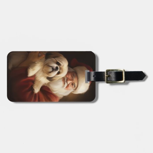 Lhasa ook met Kerstman feestelijke kerst Bagagelabel (Voorkant horizontaal)