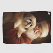 Lhasa ook met Kerstman feestelijke kerst Golfhanddoek (Horizontaal)