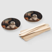 Lhasa ook pompoenen Halloween eng Handwaaier (Niet-gemonteerd)