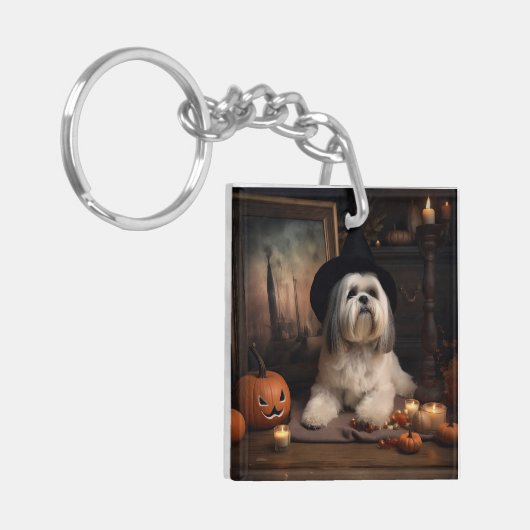 Lhasa ook pompoenen Halloween eng Sleutelhanger (Voorkant Links)