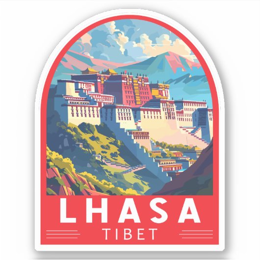 Lhasa Tibet Travel Art Vintage Sticker (Voorkant)