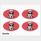 Lhaso Apso Dog Ovale Sticker (Vel)