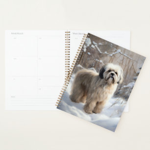 Lhassa Apso Laisse Neige Noël