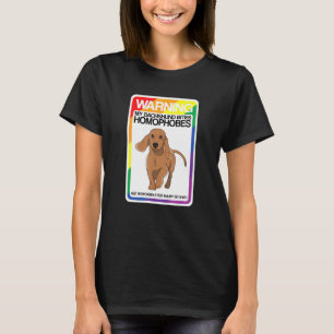 LHBT-regenboogwaarschuwing teckel bijt homofoben T-shirt