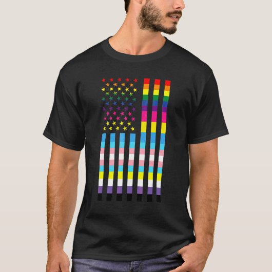 LHBTQ Transgender Niet Binaire Pan US Flag Pride R T-shirt (Voorkant)