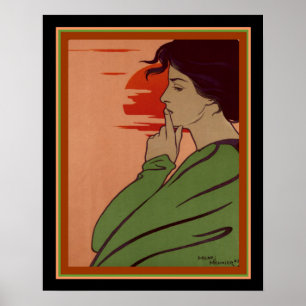 L'Heure du Silence Art Deco Print door Henri Meuni