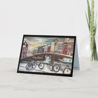 L'hiver à Amsterdam - Carte de Noël des cyclistes