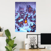 L'hiver dans le village | AI Art Poster (Bureau à domicile)