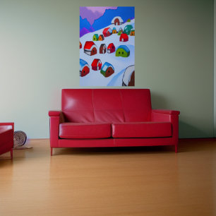 L'hiver dans le village AI Art Poster