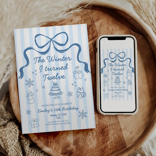 L'hiver de mes 12 ans Invitation d'anniversaire