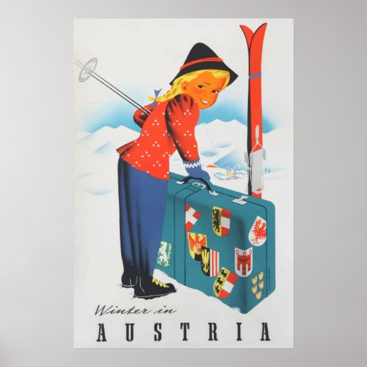 L'hiver en Autriche Poster Vintage voyage (Devant)