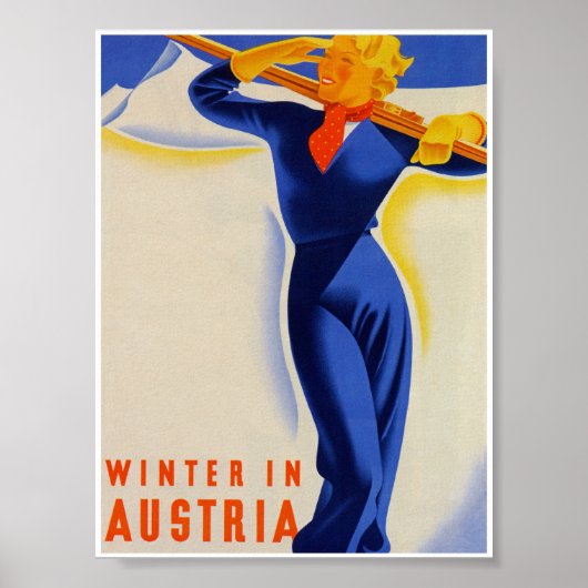 L'hiver en Autriche Poster Vintage voyage (Devant)