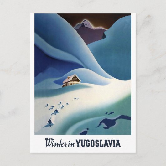 L'hiver en Yougoslavie, carte postale de voyage (Devant)
