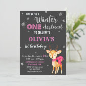 L'hiver onederland invitation anniversaire Cerf bé (Debout devant)