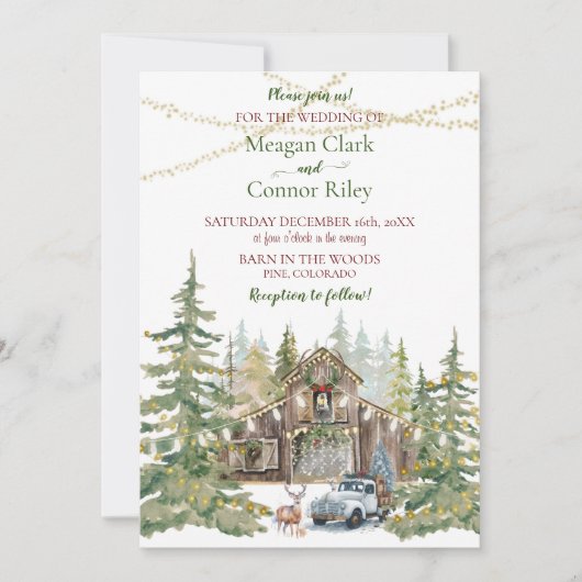 L'hiver Rustic Grange en Faire-part de mariage de (Devant)