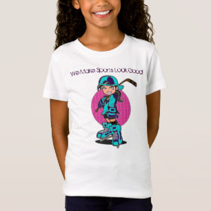 L'hockey mignon de filles folâtre le T-shirt