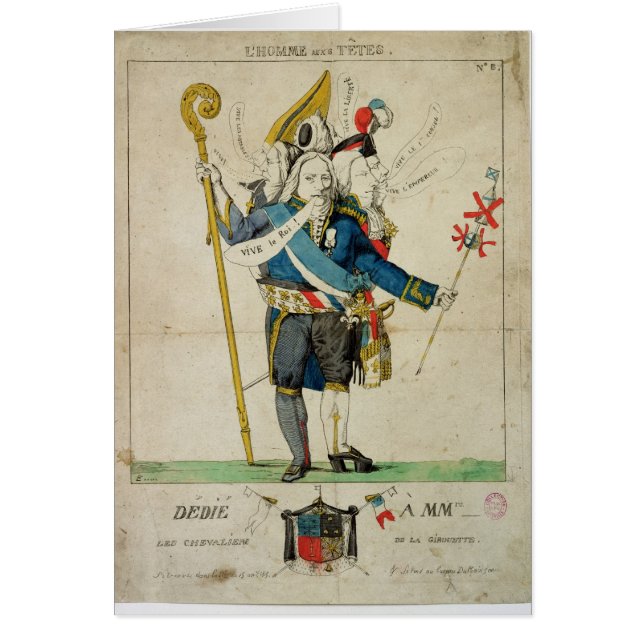 L'homme avec six caricatures de Heads', de Charles (Devant)