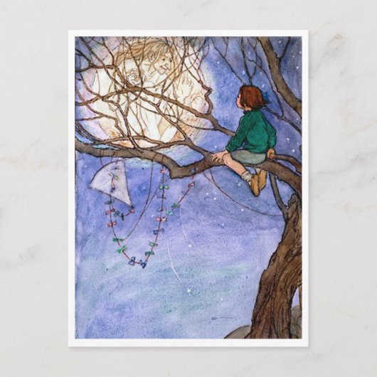 L'homme dans la lune Carte Postale Vintage (Devant)