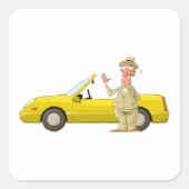 L'Homme Et Son Sticker Carré De Voiture Jaune (Devant)
