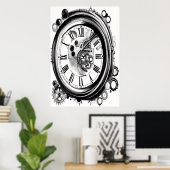 L'horloge | AI Art Poster (Bureau à domicile)