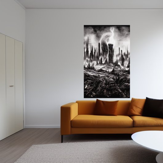 L'horreur de la ville détruite | AI Art Poster