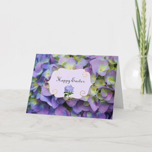 L'hortensia pourpre fleurit la carte de Pâques (Devant)