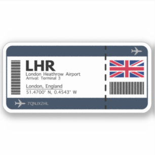 LHR London Boarding Pass - London Ticket Sticker