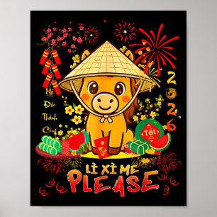 Li Xi Me Please-gelukkig Paard Vietnamees Nieuwjaa Poster