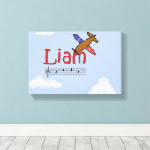 Liam Airplane Name Canvas Afdruk (Insitu (Houten vloer))
