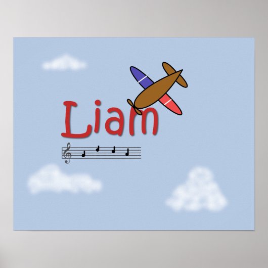 Liam Airplane Name Poster (Voorkant)