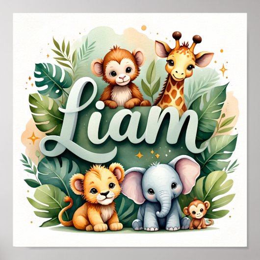 Liam Décoration de Pépinière en Safari sur Toile (Devant)
