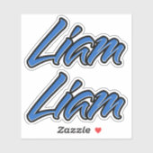 Liam Name Blue Autocollant Sticker Stickerset (Feuille)
