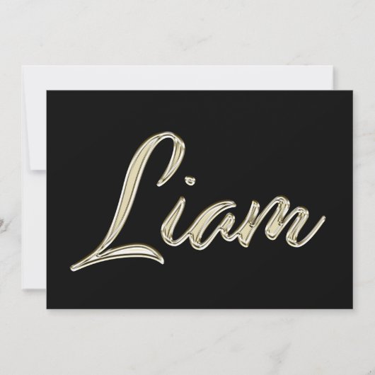 Liam Name white gold Handwriting Karte Kaart (Voorkant)