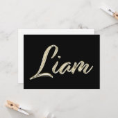 Liam Nom or blanc Carte calligraphiée (Devant/Arrière en situation)