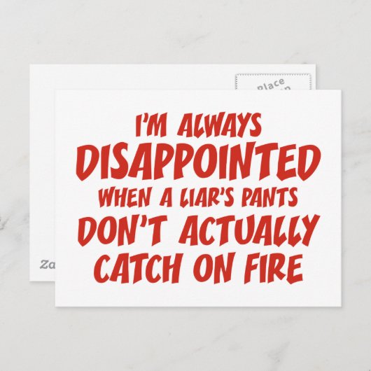 Liar Liar Pants on Fire Briefkaart (Voorkant / Achterkant)